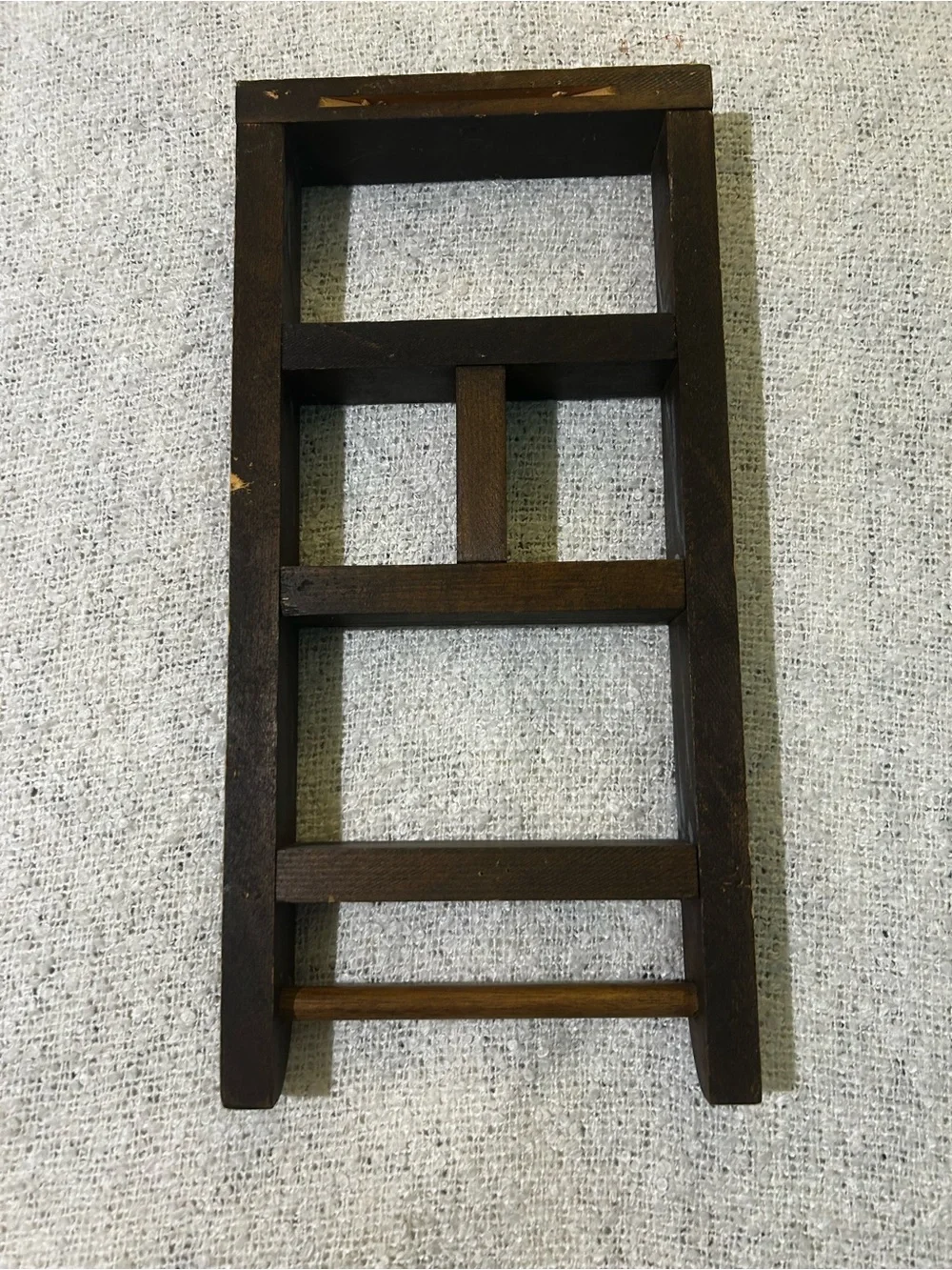 Vintage cottagecore distressed rustic wooden mini ladder trinket shelf